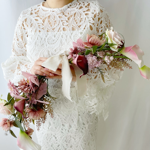 煌めくゴールド☆大輪ピオニーと開運カラーの和装ブーケ☆ウェディングブーケ☆前撮り 煌めくゴールド☆大輪ピオニーと開運カラーの和装ブーケ☆ウェディング