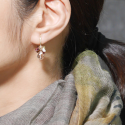#969 香檳黃水晶與電氣石秋花束耳環 第5張的照片