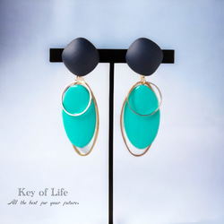 Key of Life▶︎ダークブルー×ターコイズブルー カボションピアス 