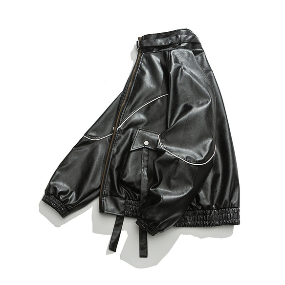 秋冬新品 ブラック ワークレザージャケット トップコート バイカー メンズ 無地 レトロ アウトドアアウターコート 