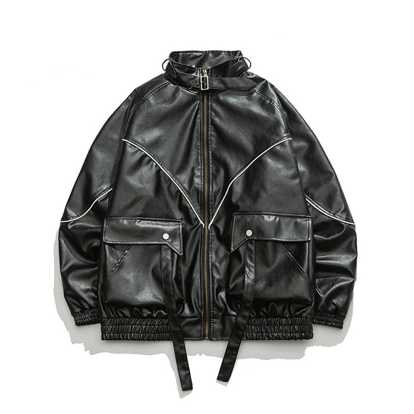 秋冬新品 ブラック ワークレザージャケット トップコート バイカー メンズ 無地 レトロ アウトドアアウターコート 