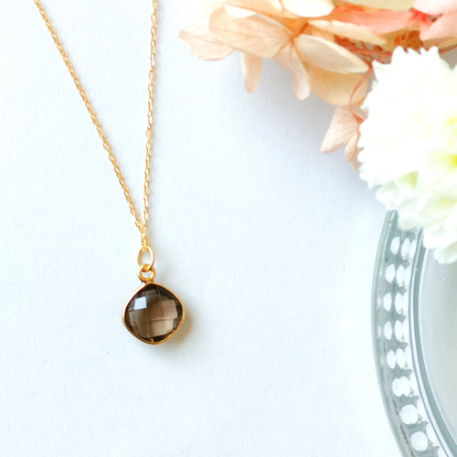 kyochan!!!!!! agete スモーキークォーツネックレス 4月誕生石＞K10スモーキークォーツネックレス｜ネックレス