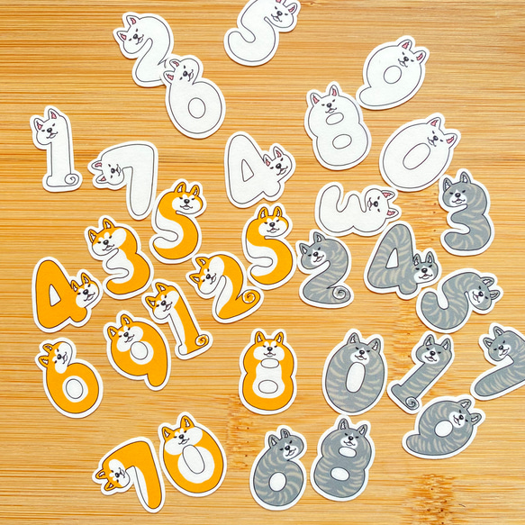 【SALE／37%OFF】 数字のアキタイヌちゃんのマットシール。T-6 シール・ステッカー ダーツ