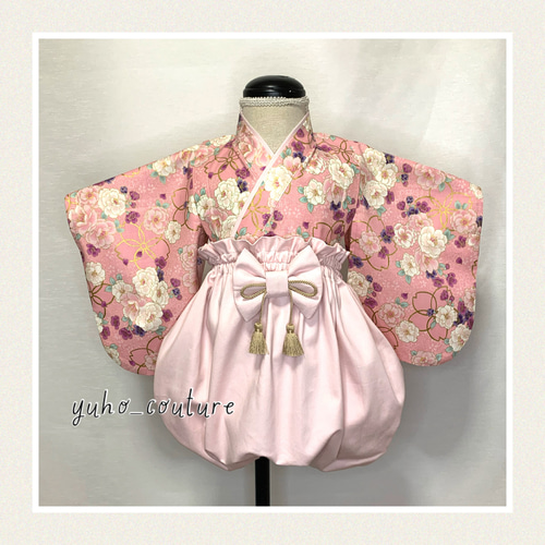 和柄 八重桜】ベビー袴 ハンドメイド お食い初め お宮参り 和柄 八重桜】ベビー袴 ハンドメイド お食い初め お宮参り