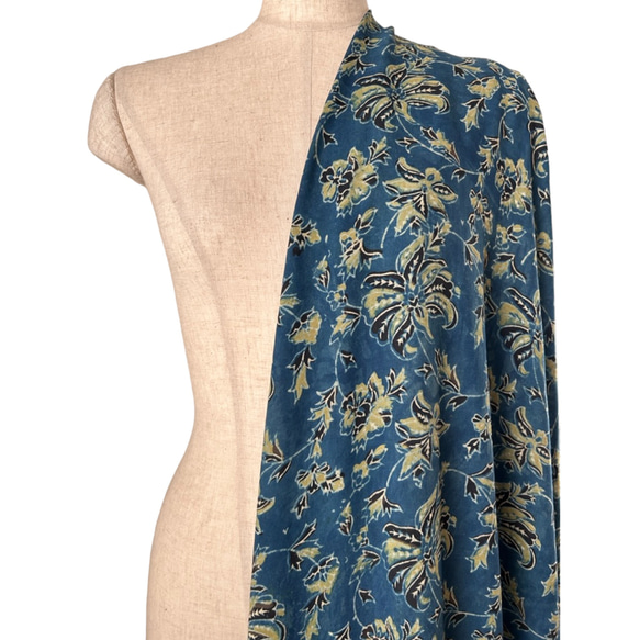 50cm単位　インド天然染めブロックプリント　アジュラクプリント　木版更紗　コットン　AJ110 3枚目の画像