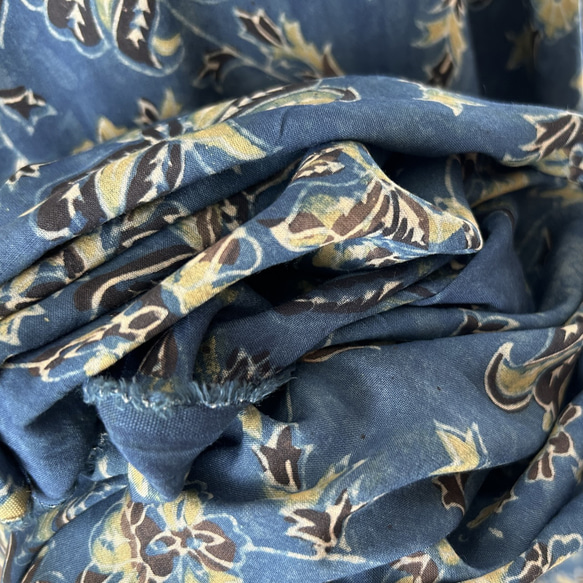 50cm単位　インド天然染めブロックプリント　アジュラクプリント　木版更紗　コットン　AJ110 5枚目の画像