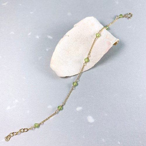 8月誕生石】ペリドットブレスレット/14KGF/天然石 ブレスレット