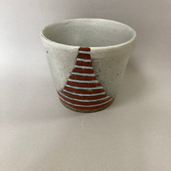 彩泥色絵フリーカップ(横縞）　　　　　　　　　　　　　　　　　 1枚目の画像