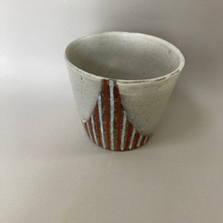 彩泥色絵フリーカップ(縦縞）　　　　　　　　　　　　　　　　　 1枚目の画像