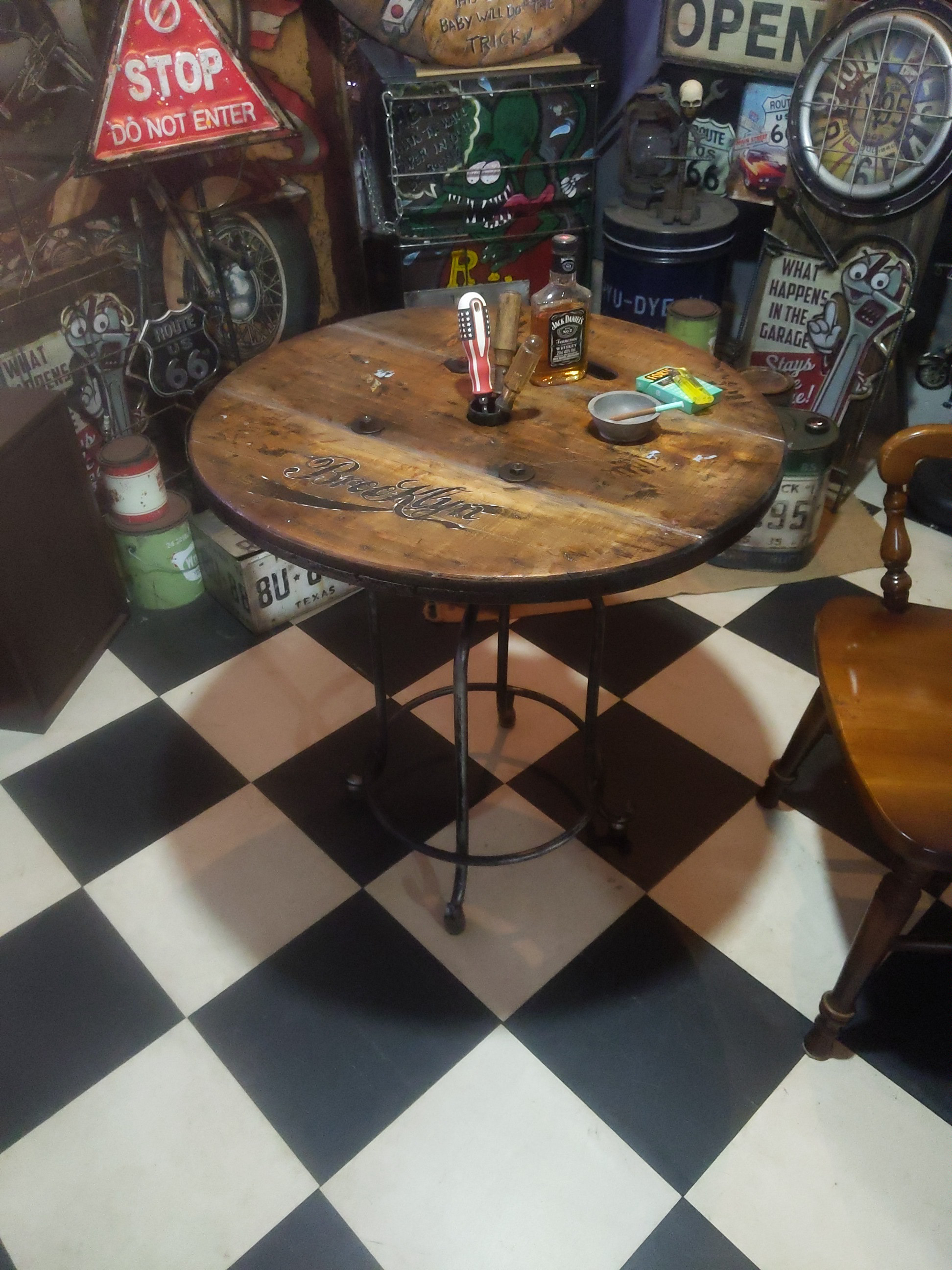 インダストリアル ガレージテーブル 高さ調整式 H-Type #店舗