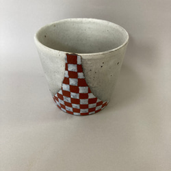 彩泥色絵フリーカップ(市松）　　　　　　　　　　　　　　　　　 1枚目の画像