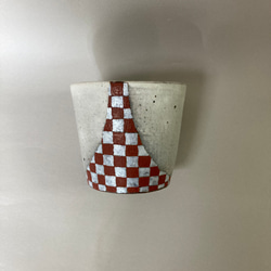 彩泥色絵フリーカップ(市松）　　　　　　　　　　　　　　　　　 2枚目の画像