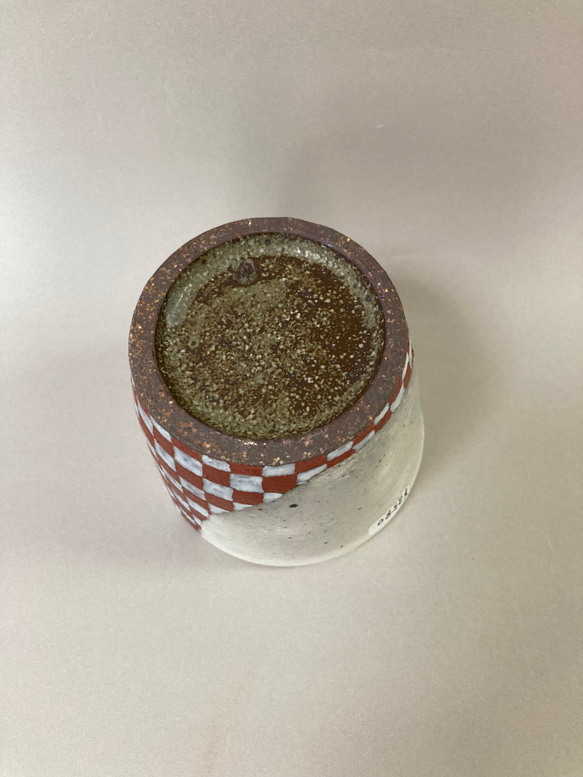 彩泥色絵フリーカップ(市松）　　　　　　　　　　　　　　　　　 4枚目の画像