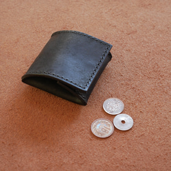 イタリアンレザーで作った【ボックスコインケース：Nero】BOX型メンズ コンパクト財布 ミニウォレット  黒 3枚目の画像