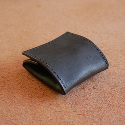 イタリアンレザーで作った【ボックスコインケース：Nero】BOX型メンズ コンパクト財布 ミニウォレット  黒 2枚目の画像