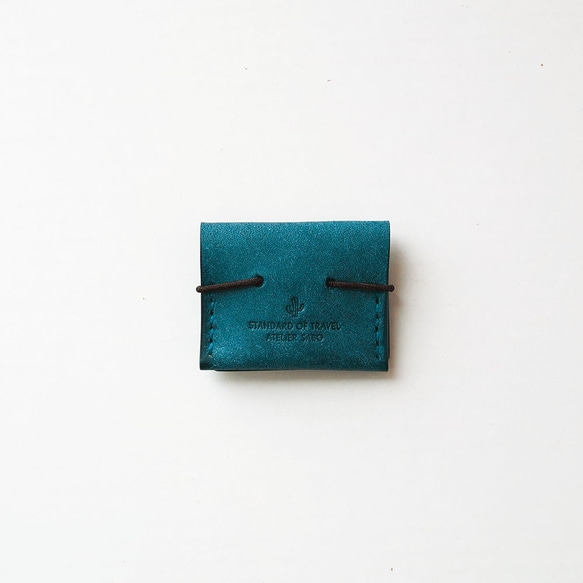 薄零皮夾 [綠松石色] 品牌男士女士時尚緊湊型皮革手工手工縫製 第2張的照片