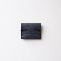 薄零皮夾 [海軍藍] 品牌男士女士時尚緊湊皮革手工手工縫製 第2張的照片