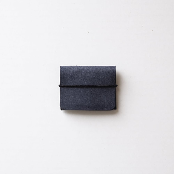 薄零皮夾 [海軍藍] 品牌男士女士時尚緊湊皮革手工手工縫製 第1張的照片