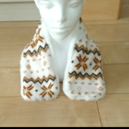 幅広め）マジックテープ留め・便利ネックウォーマー・マフラー（白・赤