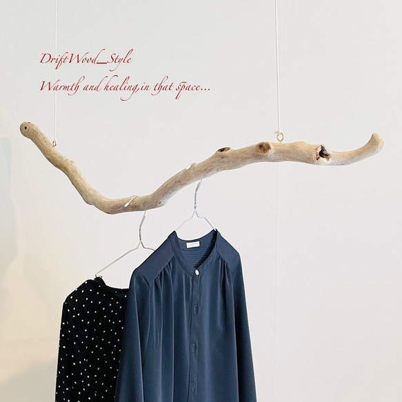 流木インテリア うねりを描く無骨な流木のハンガーラック 北欧 衣装掛け ハンギング 吊り下げ ハンガーポール N4 1枚目の画像