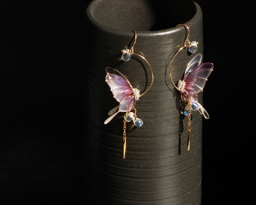 アゲハ蝶 ピアス/イヤリング ディップアート アメリカンフラワー 成人