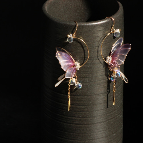 アゲハ蝶 ピアス/イヤリング ディップアート アメリカンフラワー 成人