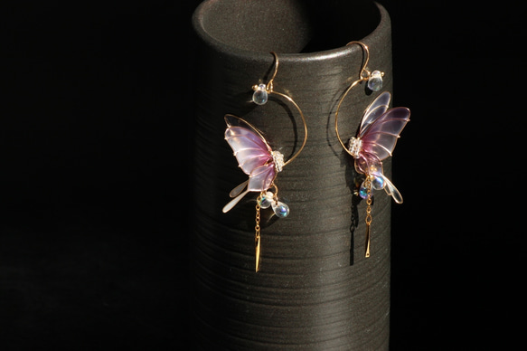 アゲハ蝶 ピアス/イヤリング ディップアート アメリカンフラワー 成人