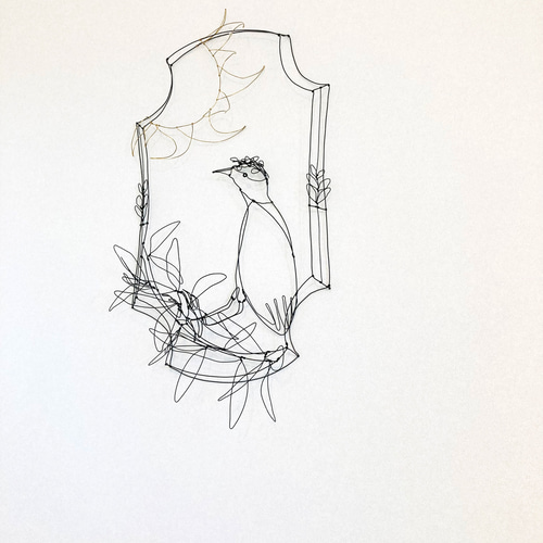 ワイヤーアート ワイヤークラフト 窓際の幸せな鳥-