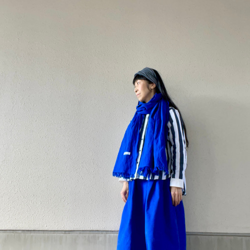 creema限定』東炊きコットンリネンくったりストール(ロイヤルブルー