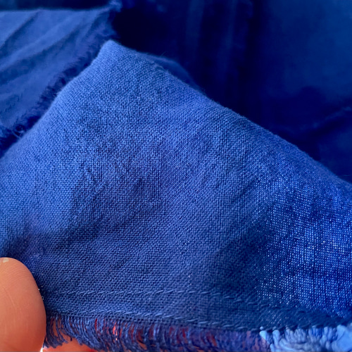 creema限定』東炊きコットンリネンくったりストール(ロイヤルブルー