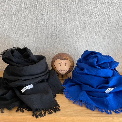 【限定】リネンウールのもんぺ　ロイヤルブルー creema限定』東炊きコットンリネンくったりストール(ロイヤルブルー