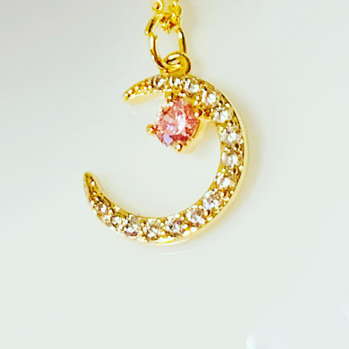 きらきら CZ ムーン ゴールド ネックレス ネックレス CZダイヤモンド シルバー ピンクゴールド 月 星