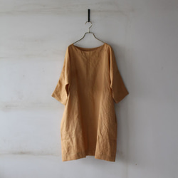 [秋季促銷] 色織亞麻蝙蝠袖連身裙*立陶宛亞麻/杏色 第3張的照片