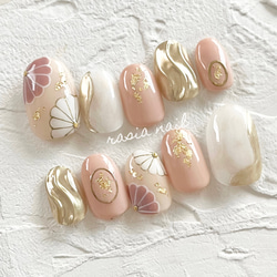 ネイルチップ ブライダル 結婚式 ウエディング 和装 ネイルチップオーダー プラチナシルバーフラワー シルバー ネイルチップ 和装