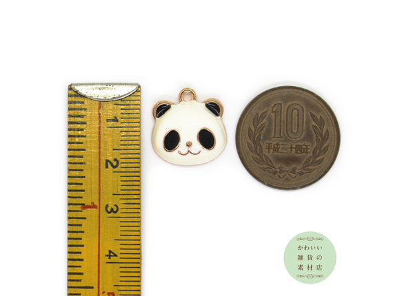 パンダの顔の半立体エナメルチャーム 4個セット #CE-0228 4枚目の画像