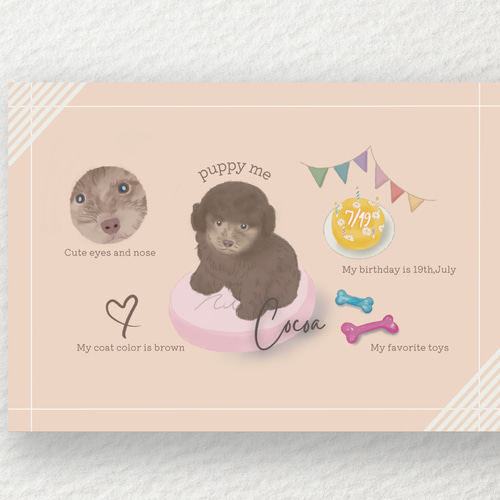 うちの子オーダー♡パピーの思い出をイラストに♪オーダーメイド