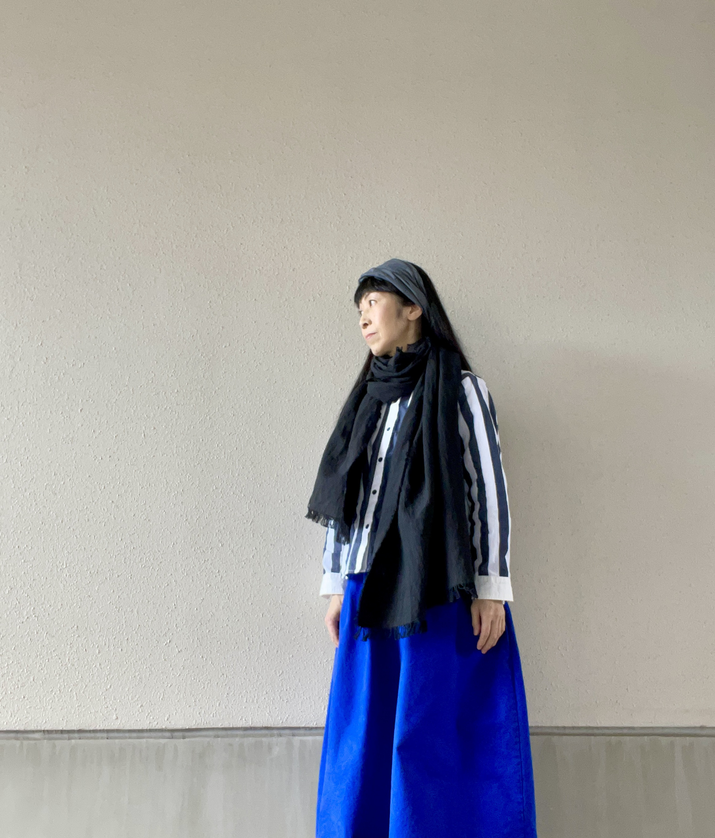 『creema限定』東炊きコットンリネンくったりストール(ブラック)