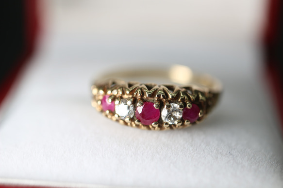 ゴールド 英国 ビンテージ ルビー ヴィンテージ 指輪 リング 375