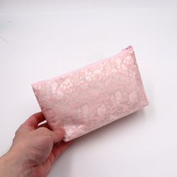 新柄　京の錦織　光峯錦織工房　紋様を楽しむ　猫の柄　ピンク　ポーチマチ付き 7枚目の画像