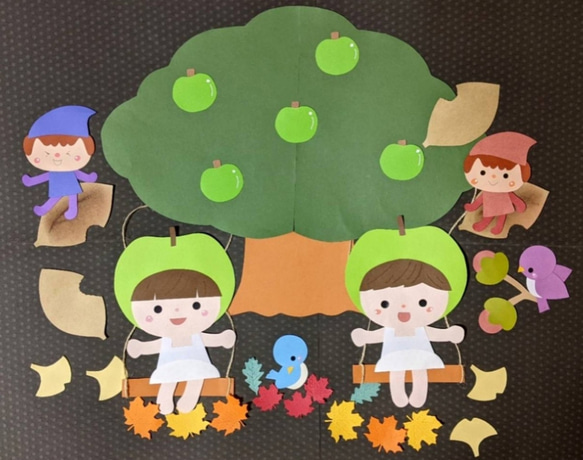 まっかな壁掛け「りんご画」 まっかな壁掛け「りんご画」 りんごの 壁面飾りセット｜Yahoo