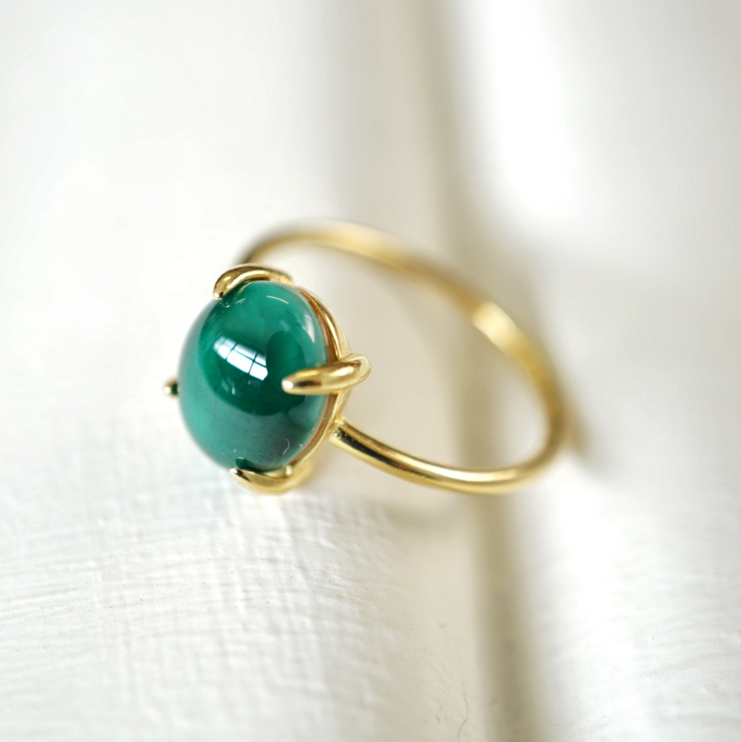 《九谷焼》オーバルリング(小) color 深い森