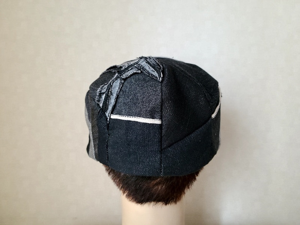 魅せる帽子☆ブラックデニムのリメイクハンチング 5枚目の画像
