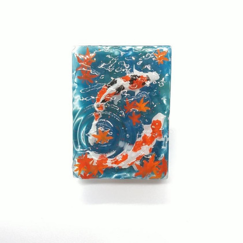 紅葉を観に行コウヨウ☆ 錦鯉が舞泳ぐ 波紋レジン キーホルダー ✯因陀