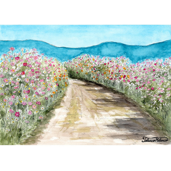 透明水彩画原画一点物〜自由にどこまでも 透明水彩画原画一点物〜自由にどこまでも