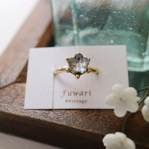 ヴィンテージ小さなお花リング クリスタル 指輪・リング fuwari 通販 