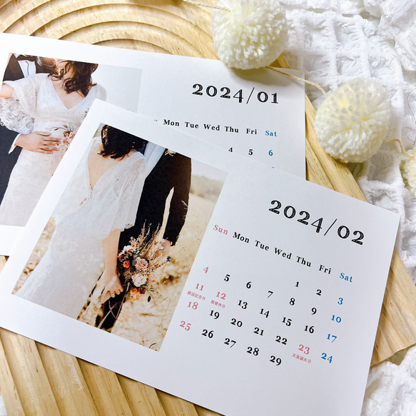 A5 開始月が選べる　オリジナル　カレンダー【D マット紙】2024年カレンダー　表紙付き 壁掛け 写真入り  写真 9枚目の画像