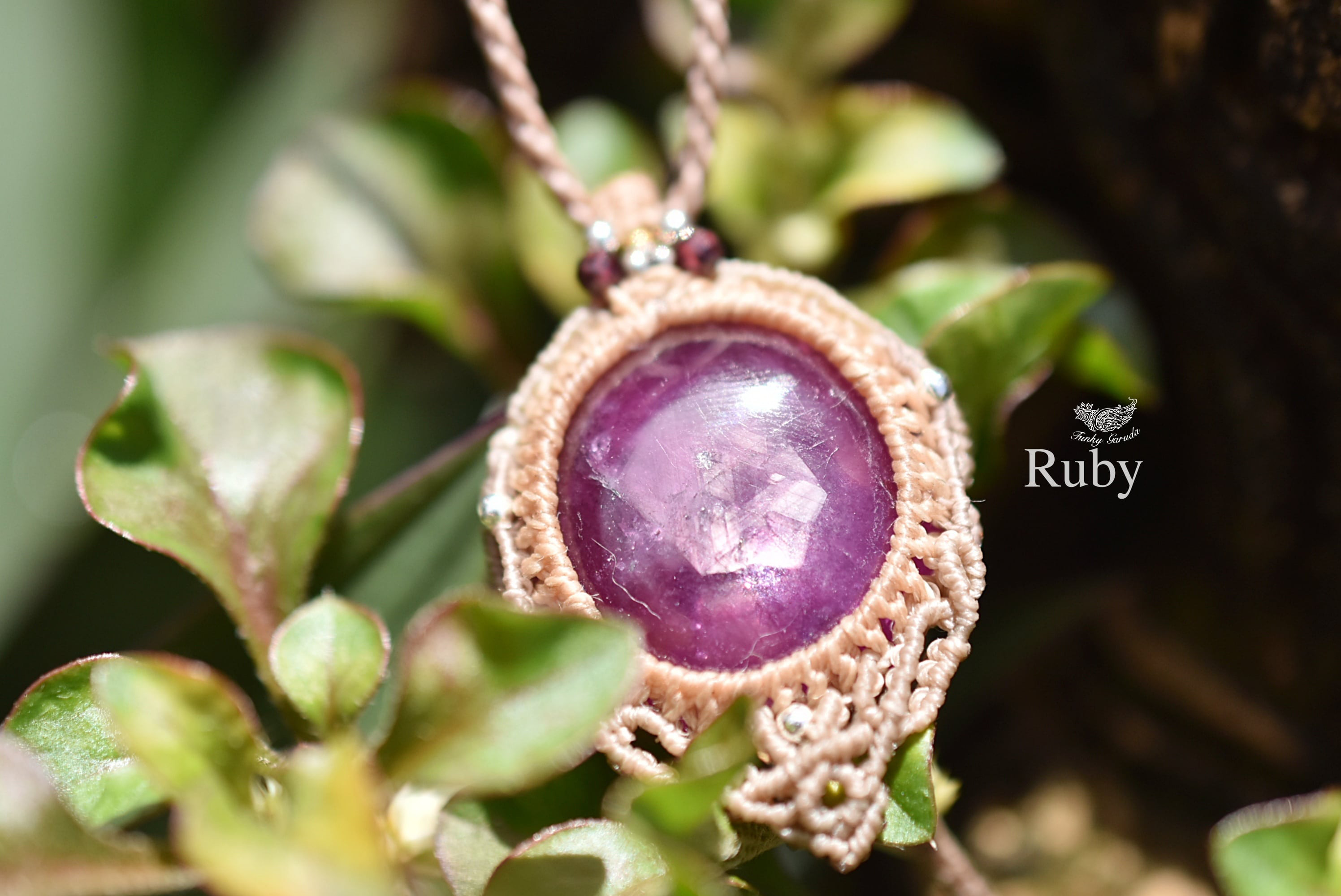 高品質★コランダムルビー マクラメネックレス1273