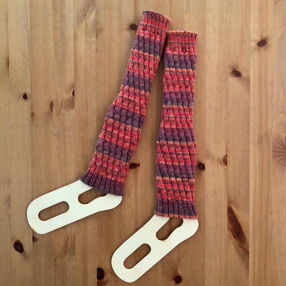 41cm Opal毛糸／オパール毛糸《伸縮性バツグンのスパイラル編み》レッグウォーマー #11025 1枚目の画像
