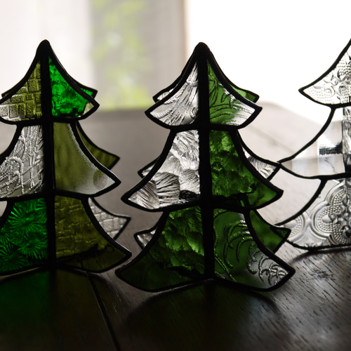 新色】ステンドグラス クリスマスツリー b（モスグリーン） その他