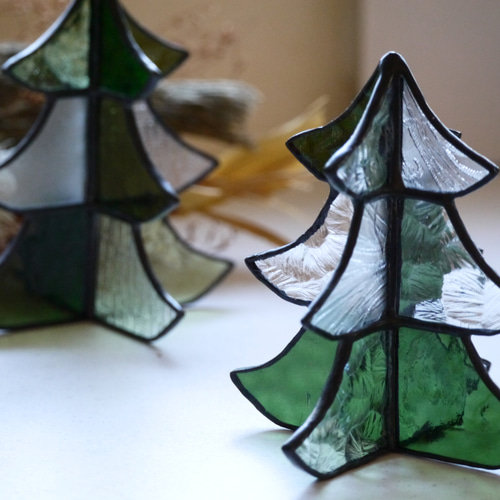 新色】ステンドグラス クリスマスツリー b（モスグリーン） その他